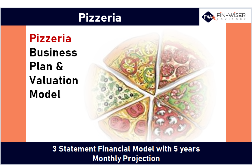 Pizzeria - 3 Statement Financial Model with 5 years Monthly Projection and Valuation