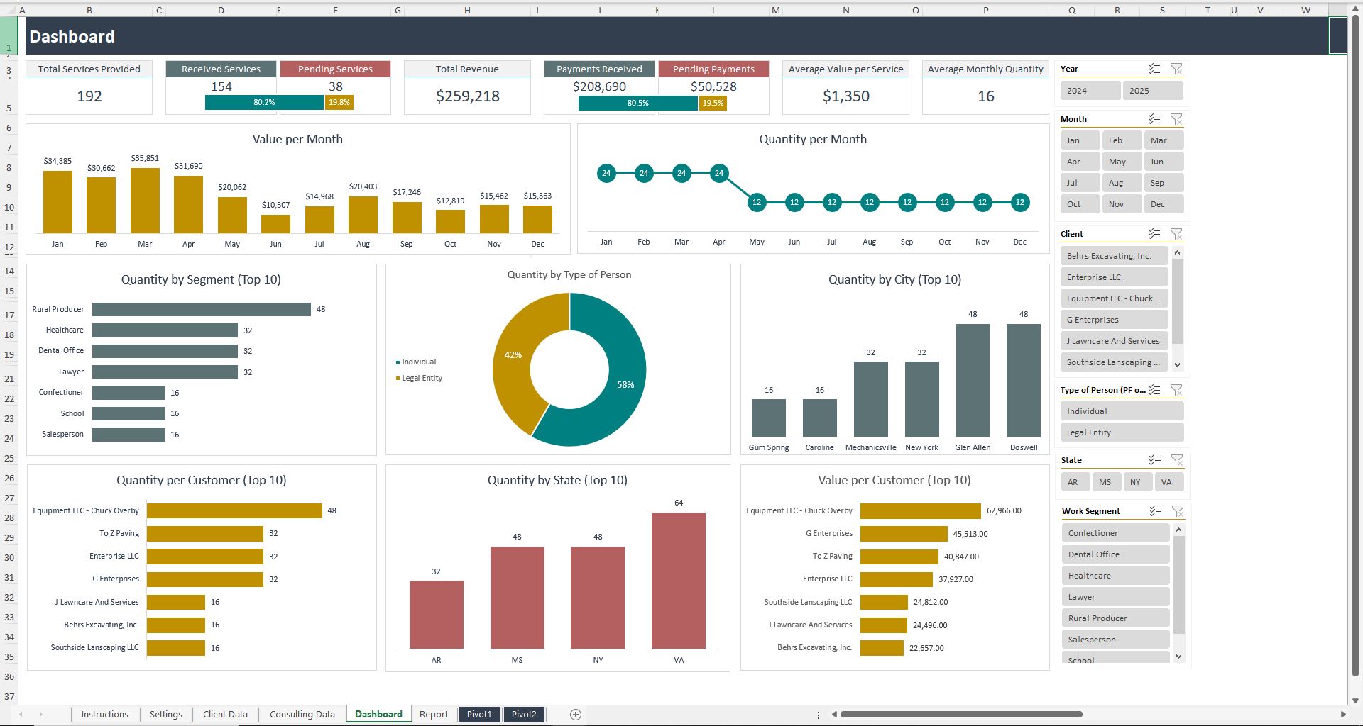 Consulting Services Control Spreadsheet
