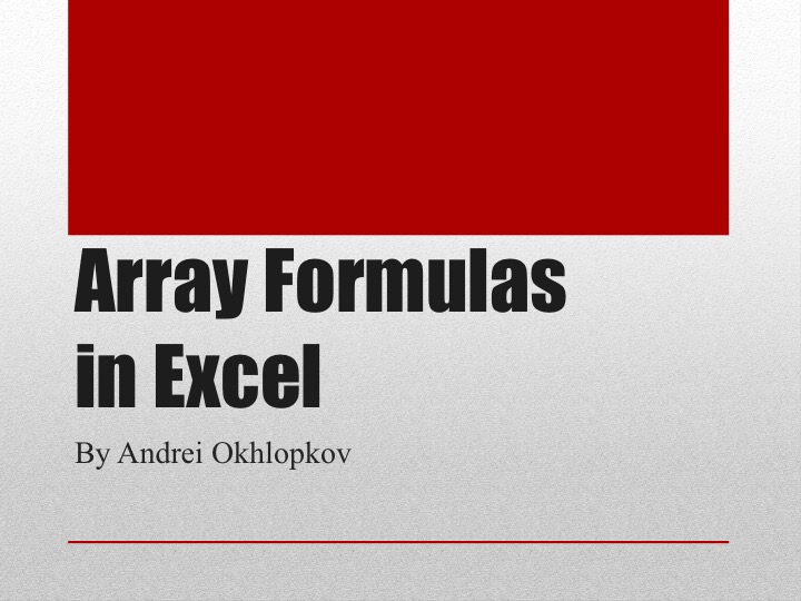 Array Formulas in Excel