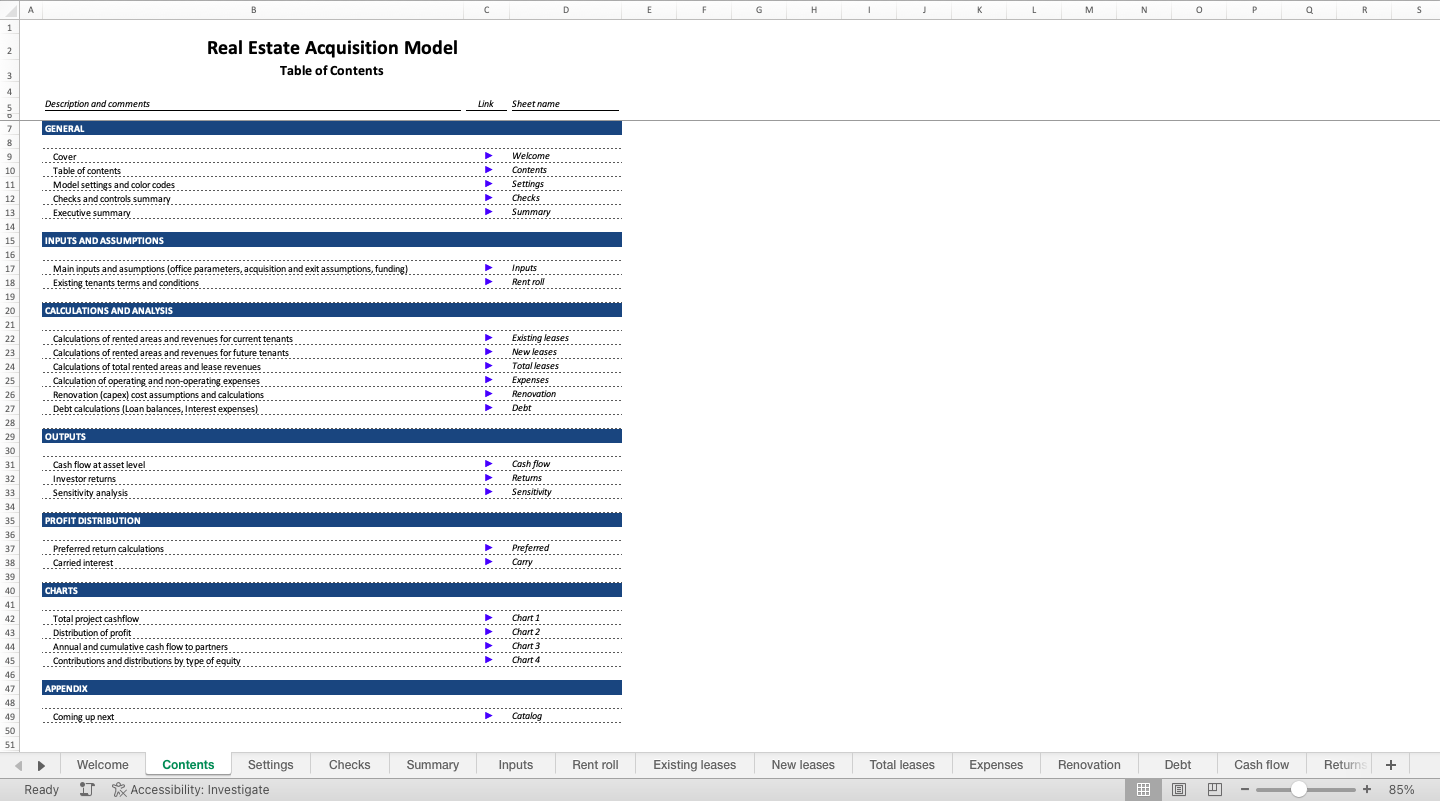 Real Estate Acquisition Financial Model