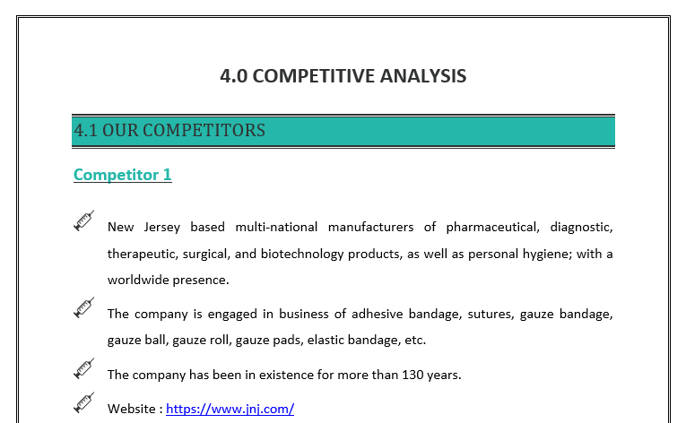 Business Plan For Pharmaceuticals Company