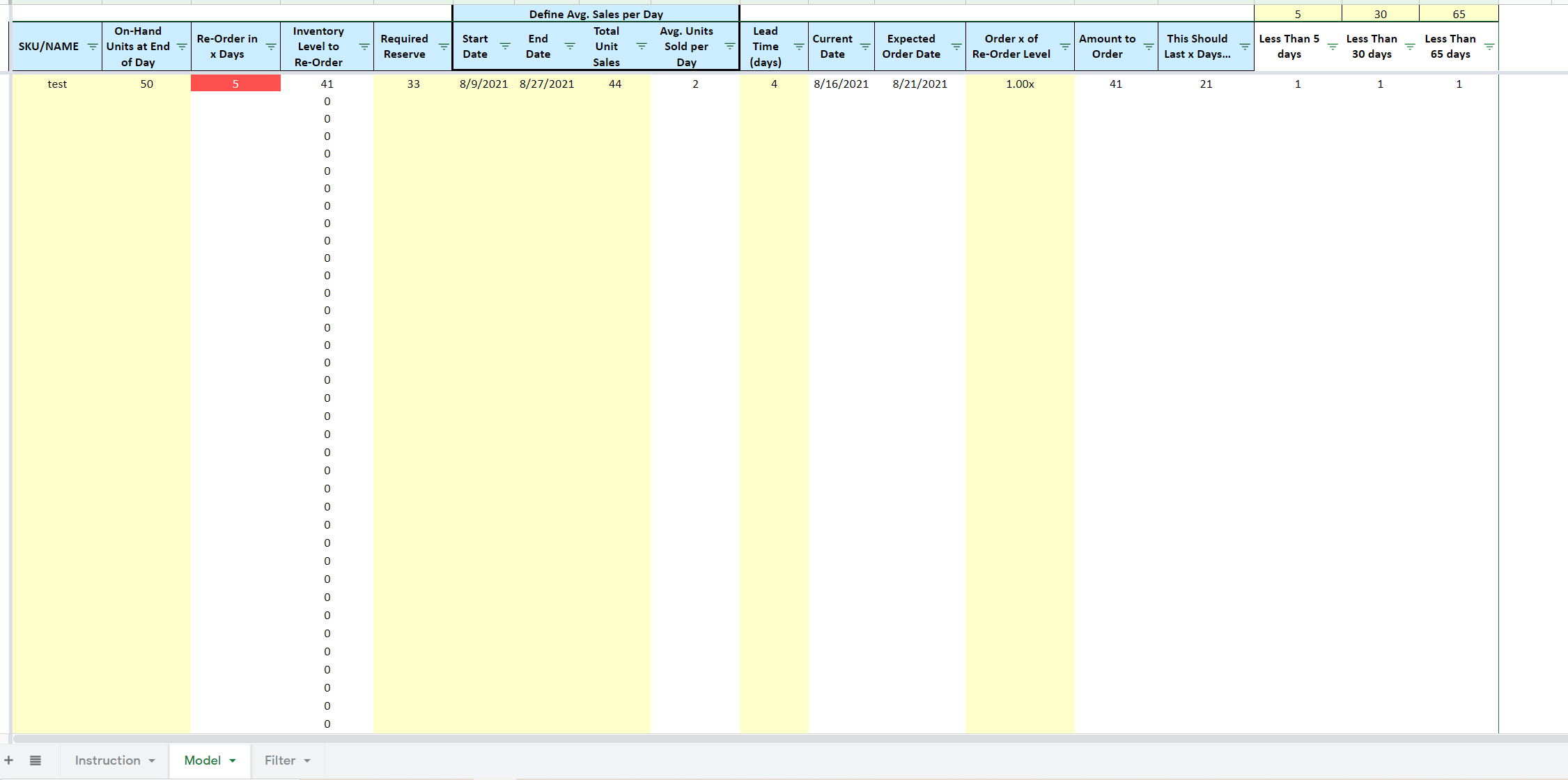 Inventory Reordering Template: Excel and Google Sheets Version