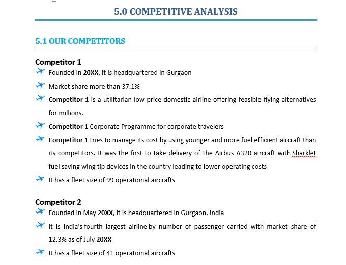 starting airline business plan