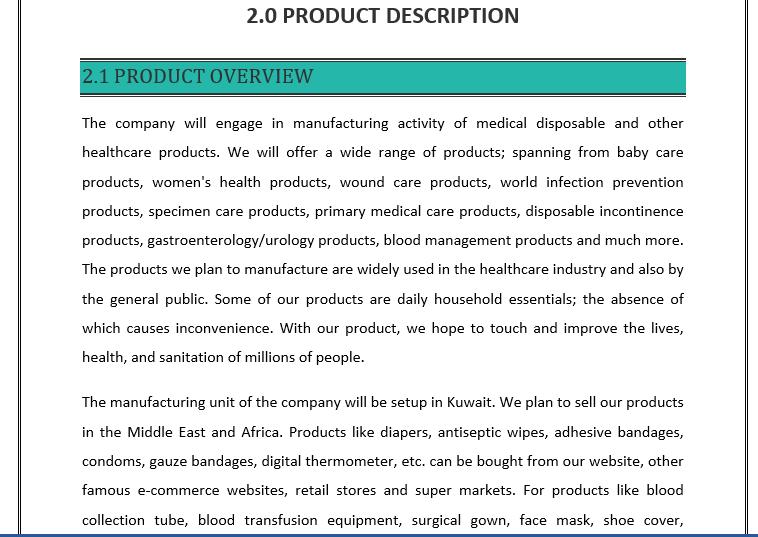 pharmaceutical company business plan