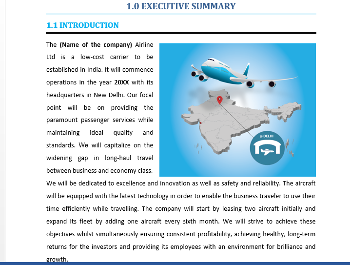 starting airline business plan