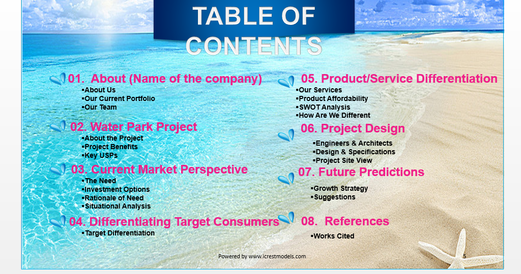 Water Park Business Plan Template Icrest Models