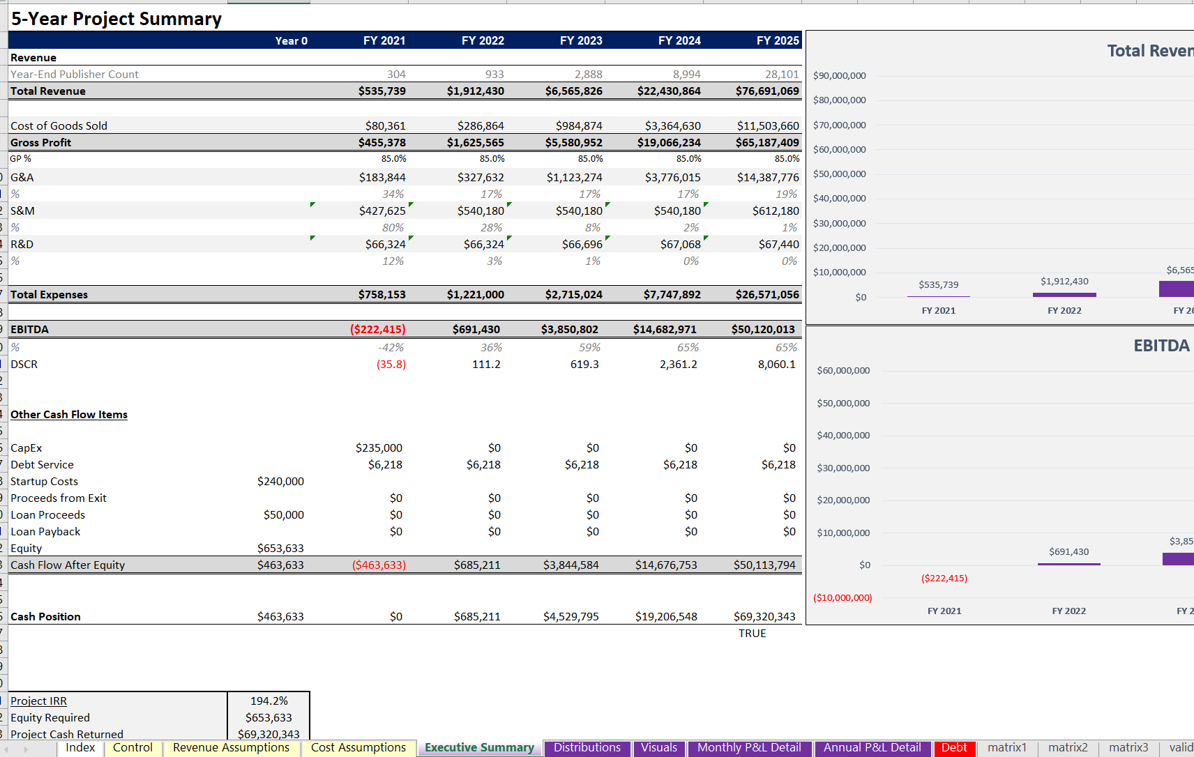 AD Network Business Financial Model Template | Icrest Models