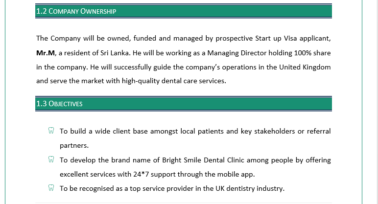 business plan for a dentist