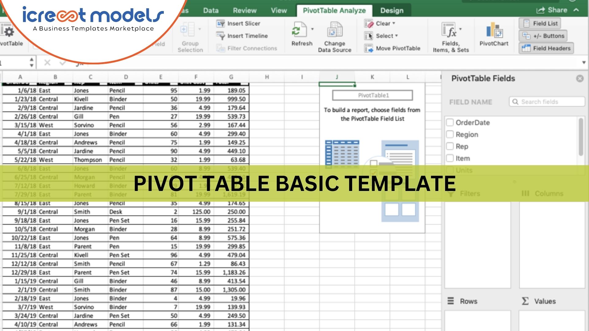 Simple Excel Pivot Table Templates | Icrest Models
