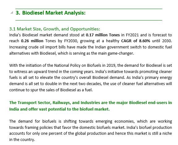 biodiesel research report