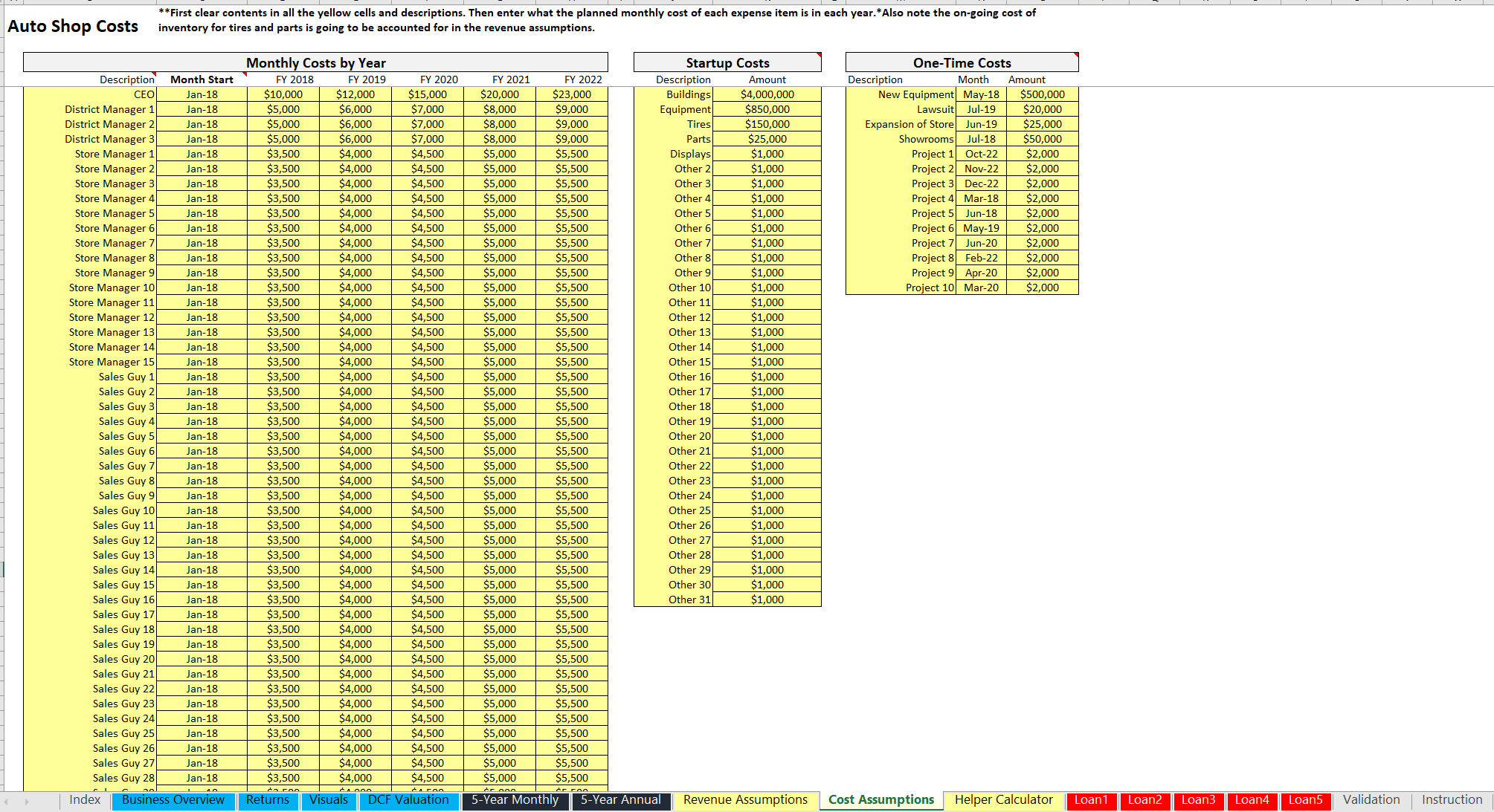 Auto Repair Shop Business Plan | Financial Plan Excel Template | Icrest ...