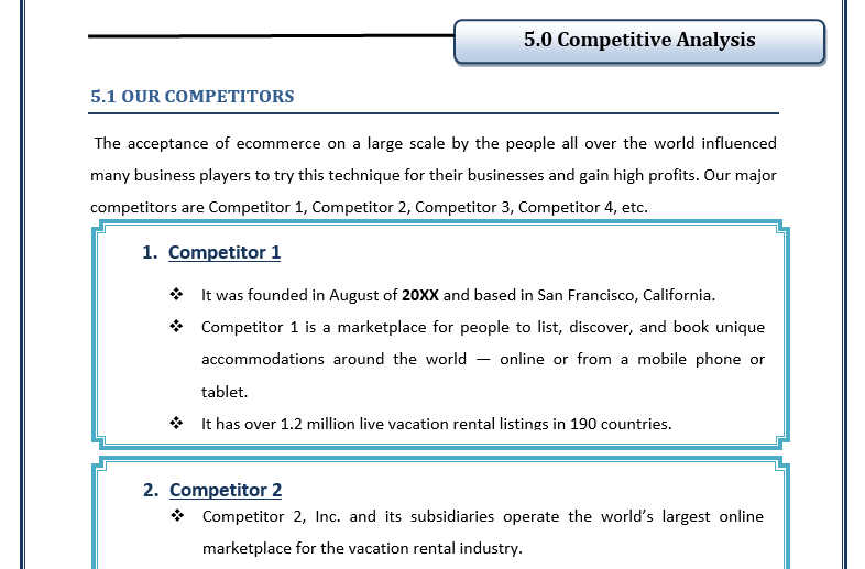 examples of business plan in tourism industry