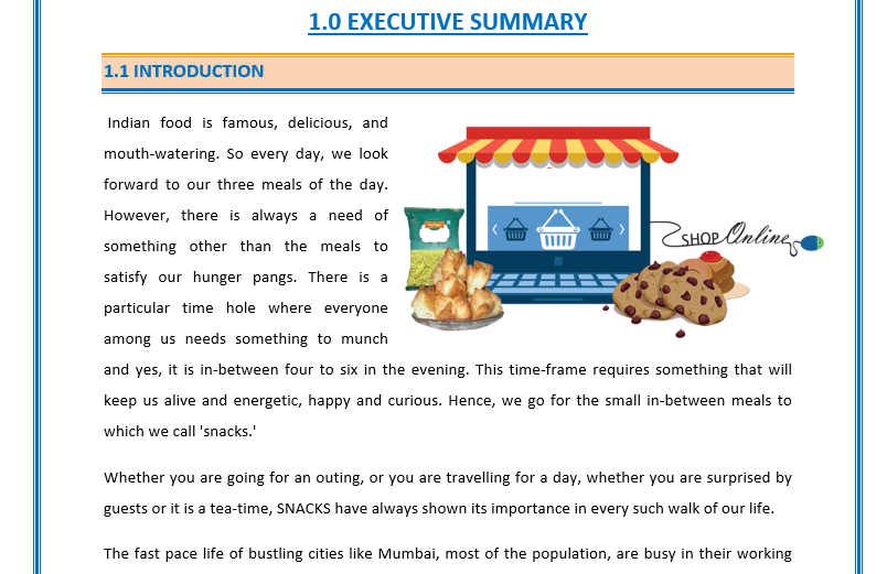 business plan for snacks shop